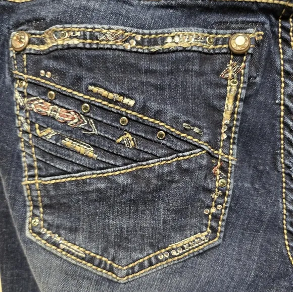 Miss Me Women’s Mid-Rise Easy Skinny Ankle Embellished Jeans Sz 26