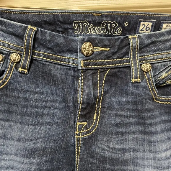 Miss Me Women’s Mid-Rise Easy Skinny Ankle Embellished Jeans Sz 26