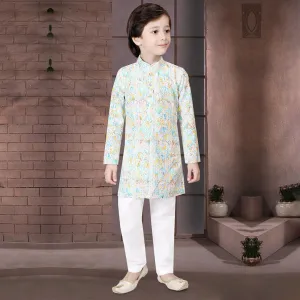 Multi-Color  Blooms  Floral Printed Kurta for Boys