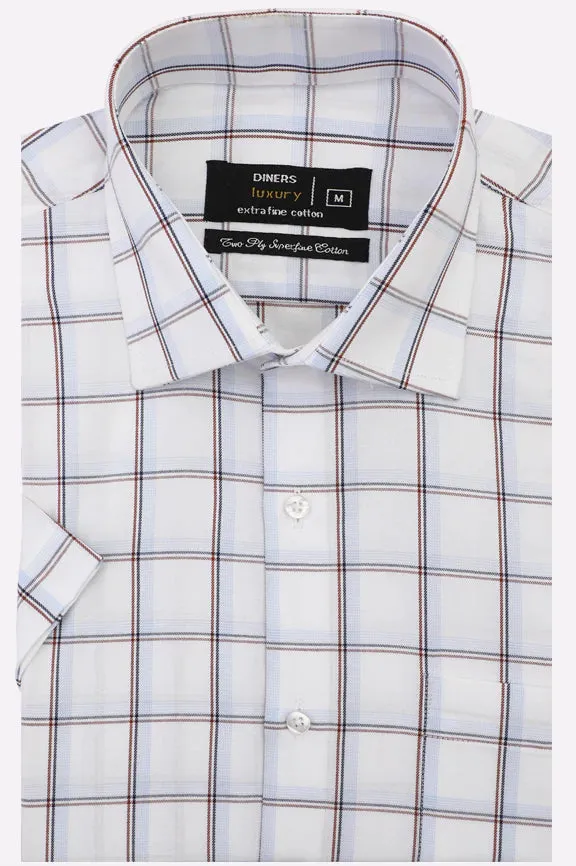 Multicolor Windowpane Check Formal Shirt (Half Sleeves)