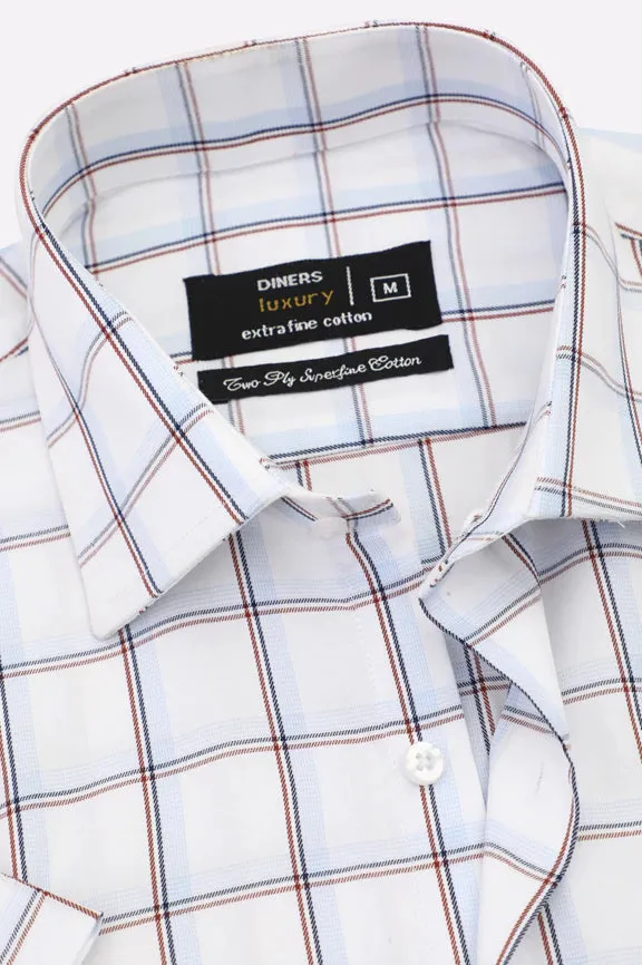 Multicolor Windowpane Check Formal Shirt (Half Sleeves)