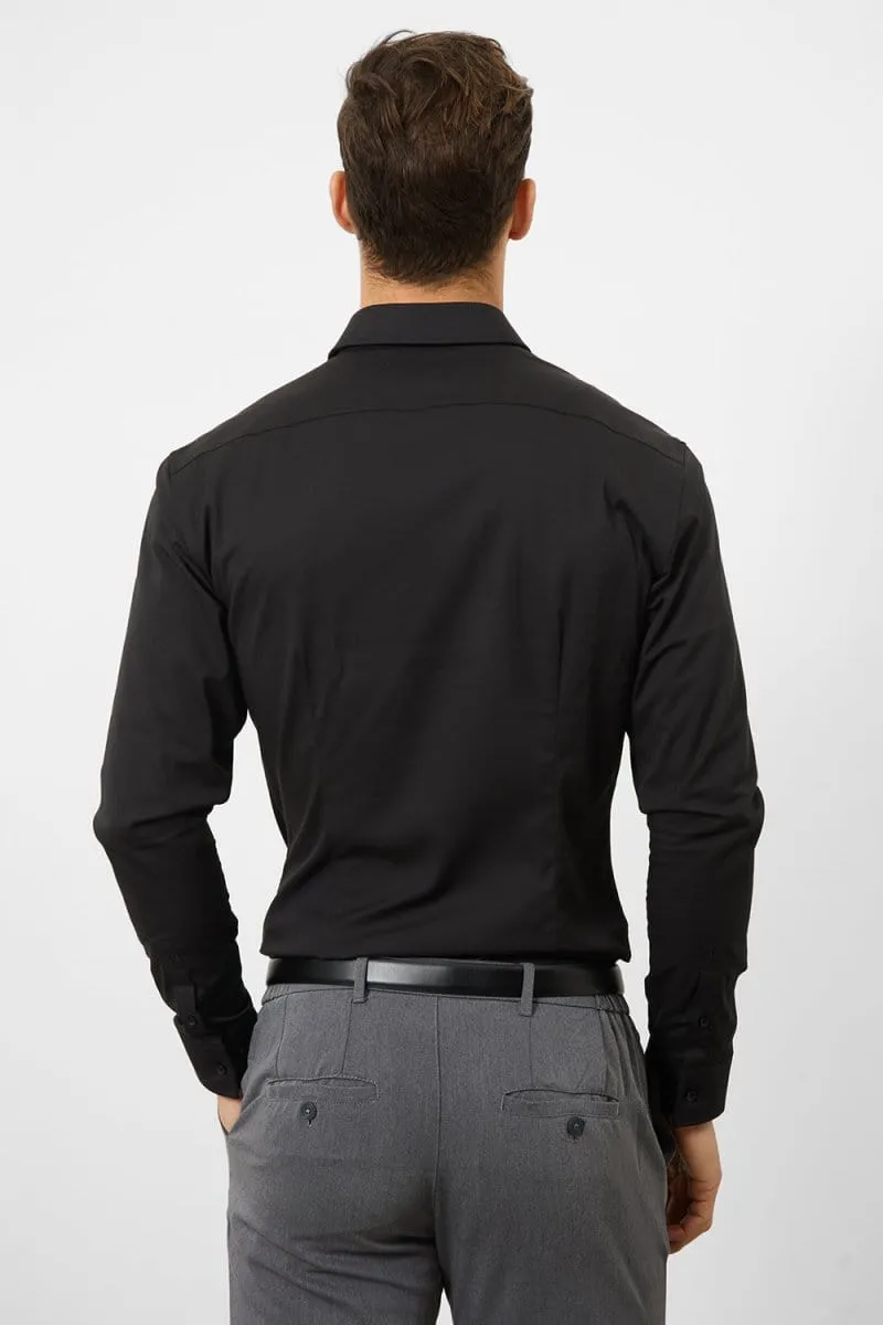 Muscle Fit Dress Shirt in Black