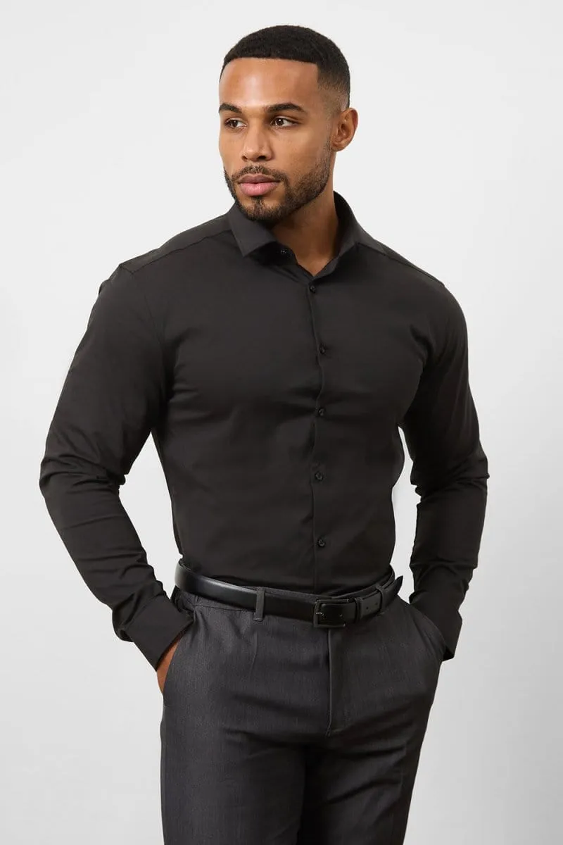 Muscle Fit Dress Shirt in Black