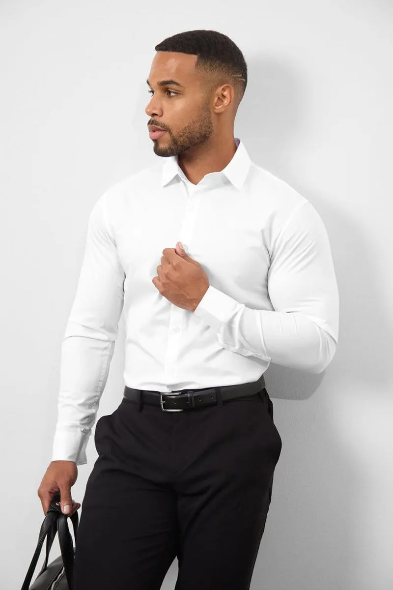 Muscle Fit Dress Shirt in White