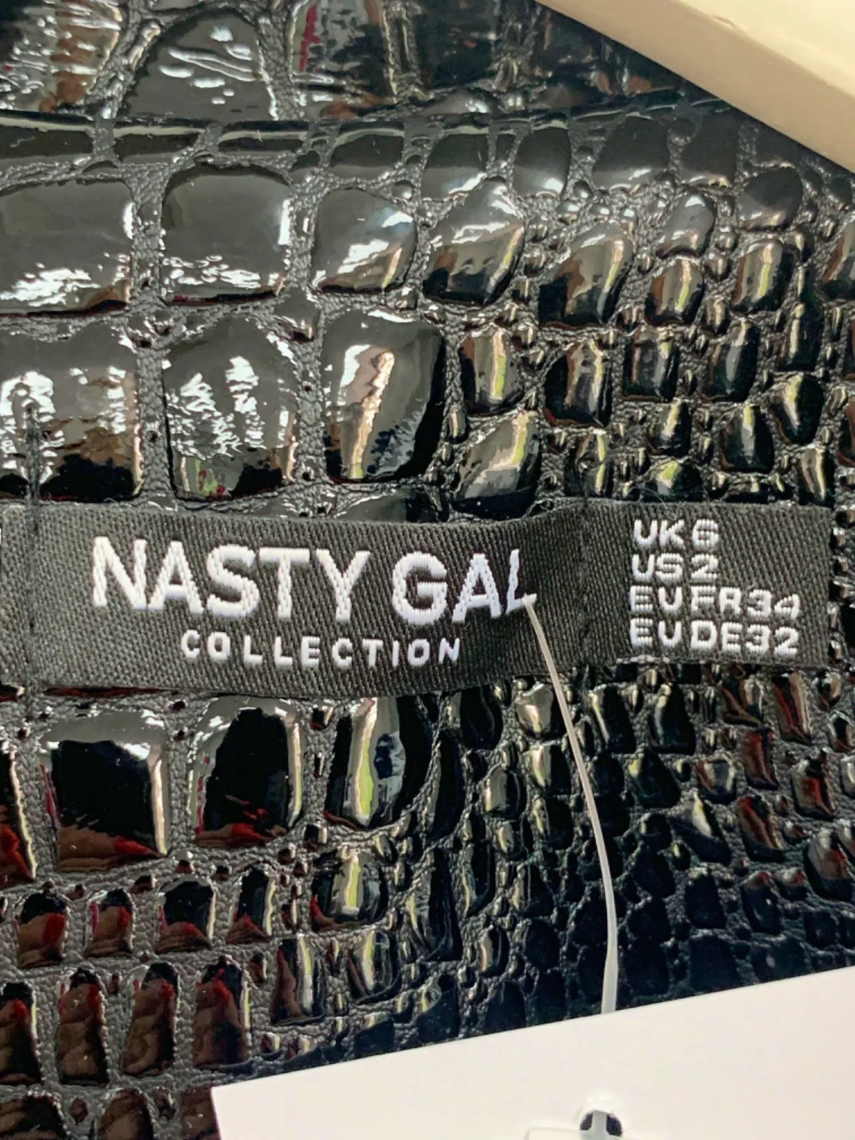 Nasty Gal Black Faux Croc Blazer UK 6