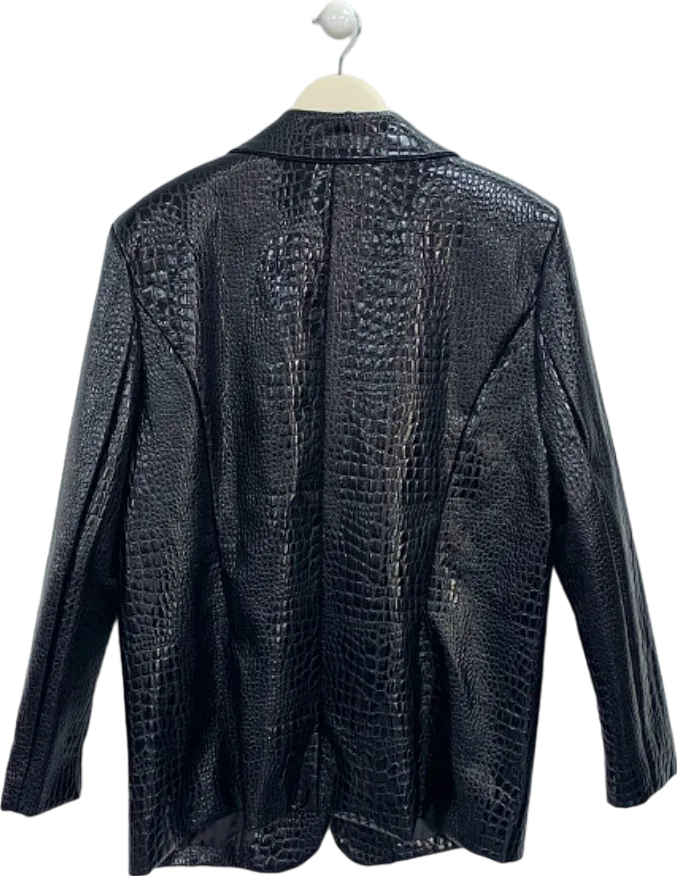 Nasty Gal Black Faux Croc Blazer UK 6