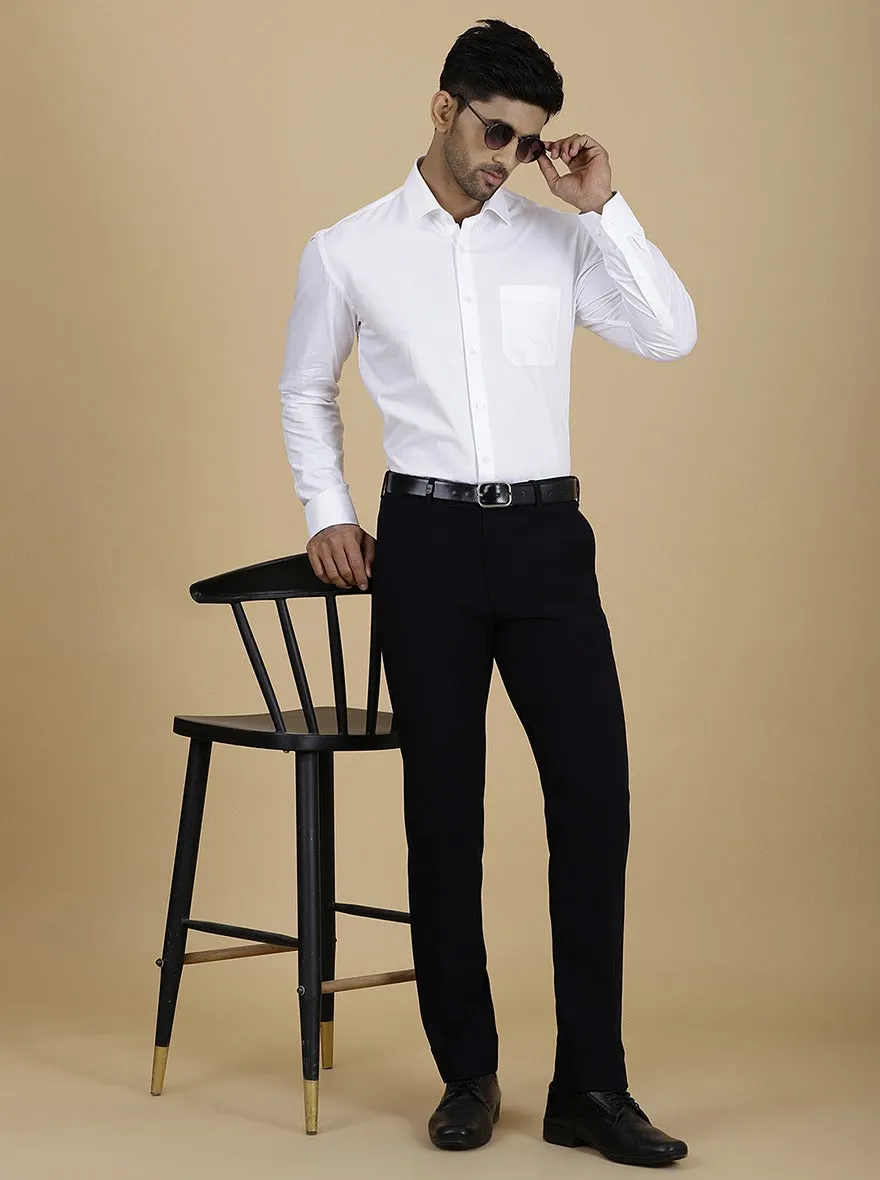 Navy Blue Solid Slim Fit Formal Trouser | JB Studio