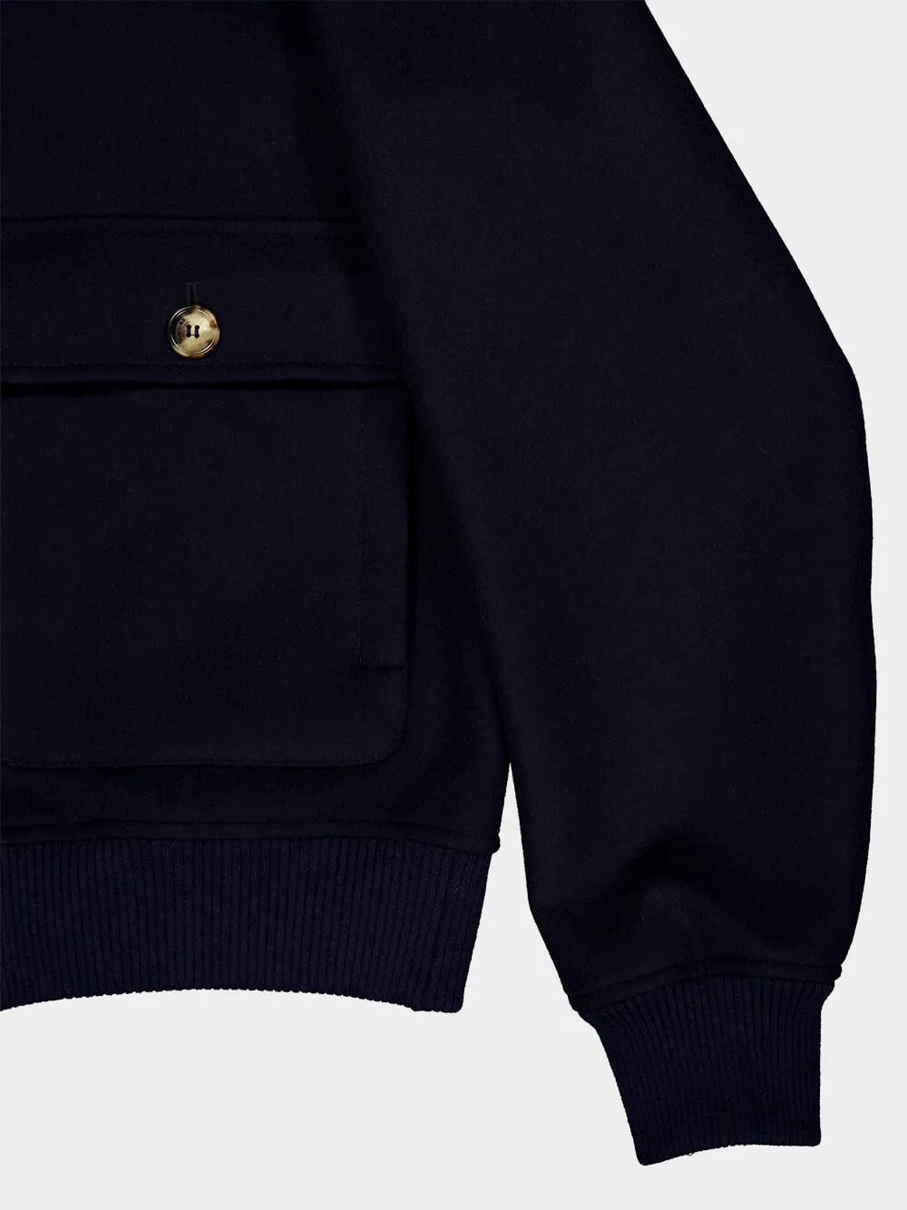 Navy Blue Wool Bomber Jacket
