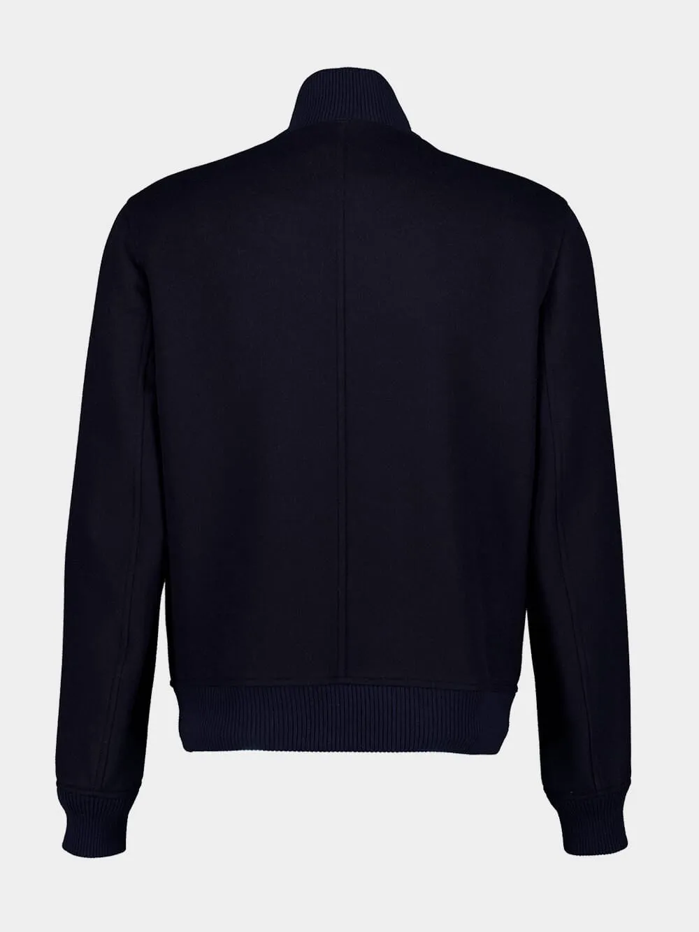 Navy Blue Wool Bomber Jacket