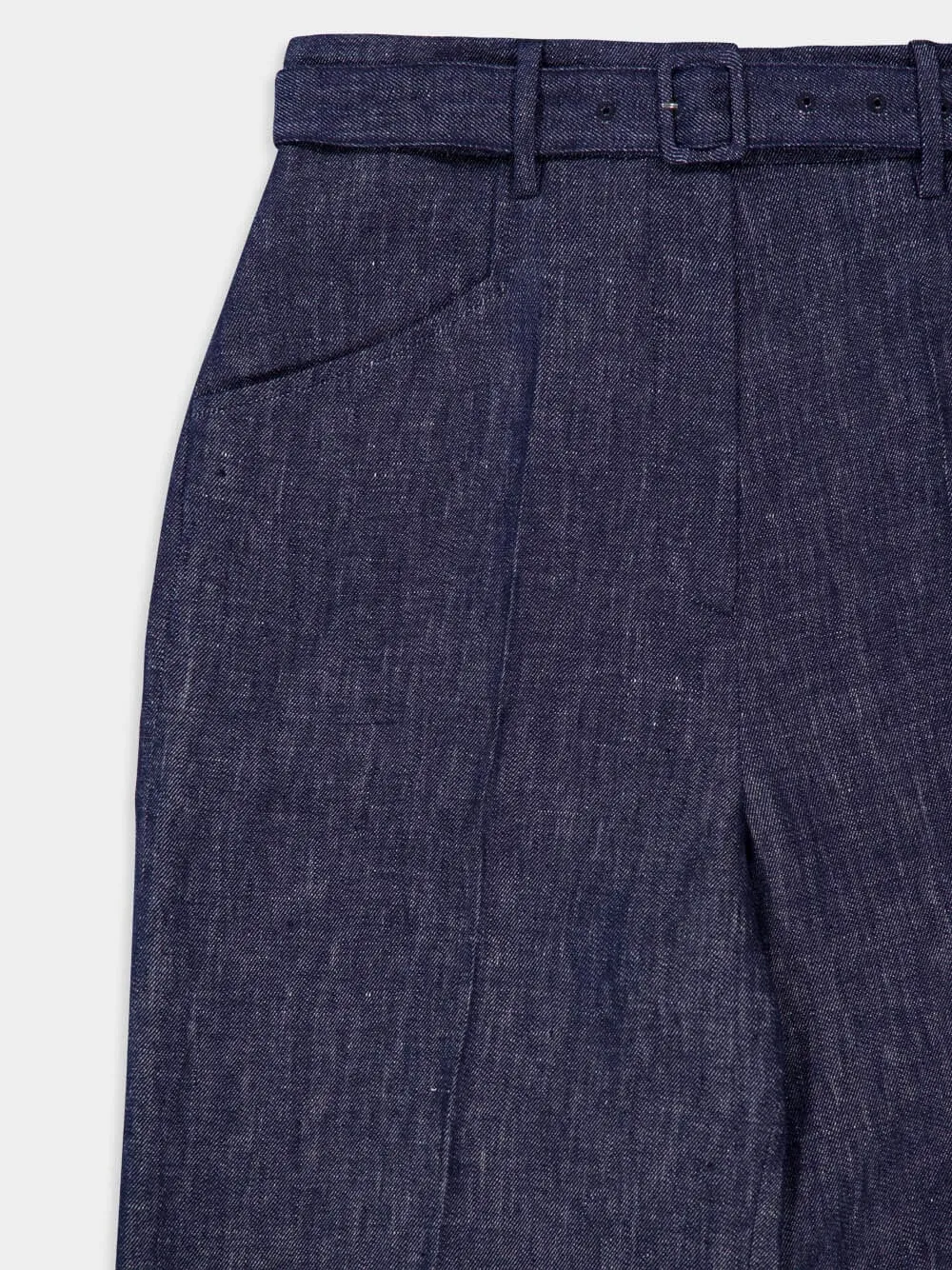 Navy Norman Wide-Leg Linen Pants