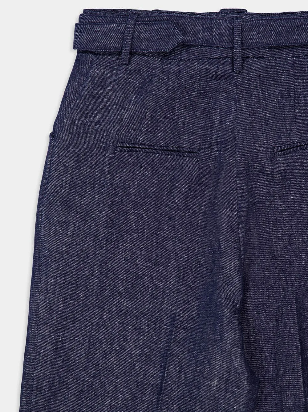 Navy Norman Wide-Leg Linen Pants