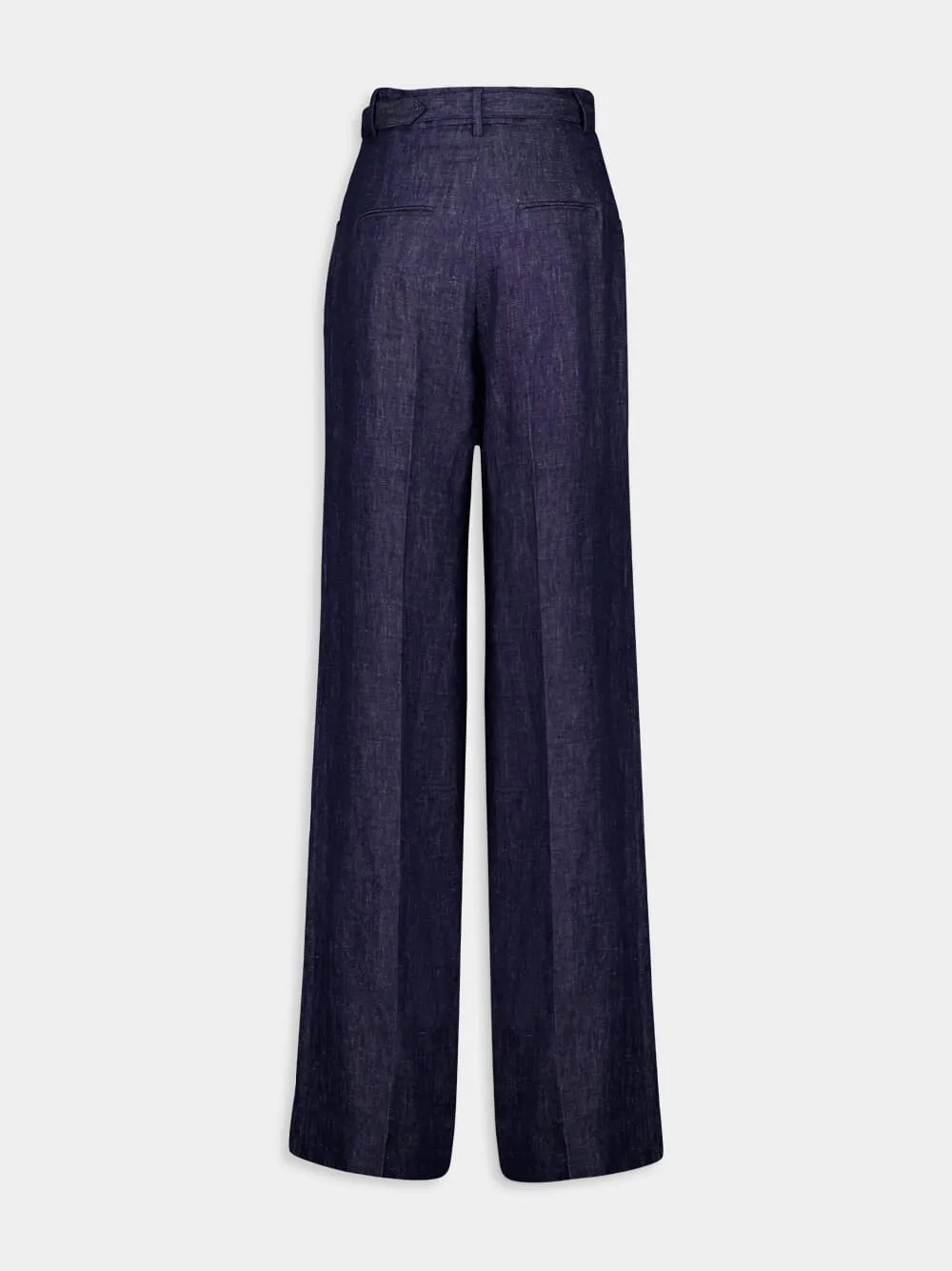 Navy Norman Wide-Leg Linen Pants