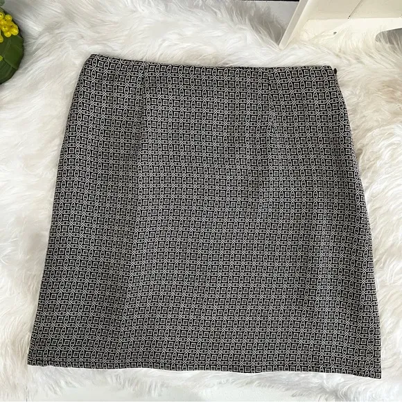 NEW Ann Taylor Silk Classic Tailored Two Tone Contrast A-Line Work Knee Skirt 8P
