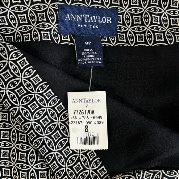 NEW Ann Taylor Silk Classic Tailored Two Tone Contrast A-Line Work Knee Skirt 8P
