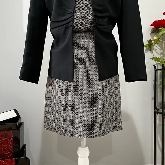 NEW Ann Taylor Silk Classic Tailored Two Tone Contrast A-Line Work Knee Skirt 8P