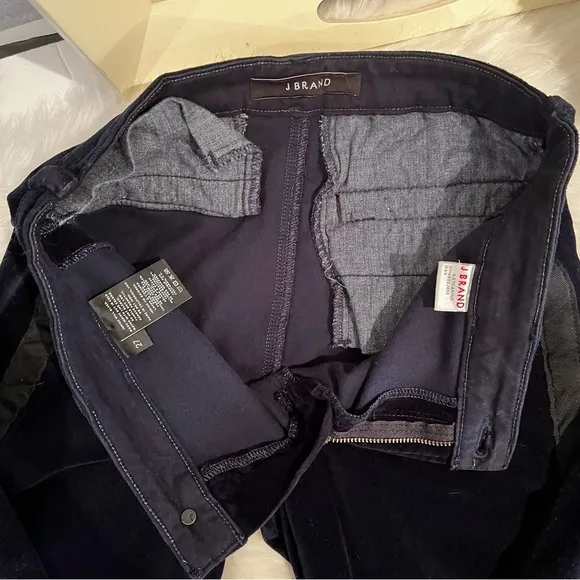 NEW J Brand Navy Velvet Tuxedo Stripe Katharine Ankle Skinny Jeans 27 NWOT