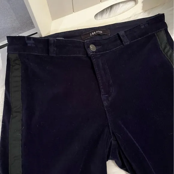 NEW J Brand Navy Velvet Tuxedo Stripe Katharine Ankle Skinny Jeans 27 NWOT