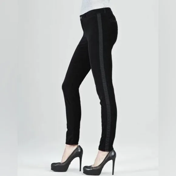 NEW J Brand Navy Velvet Tuxedo Stripe Katharine Ankle Skinny Jeans 27 NWOT