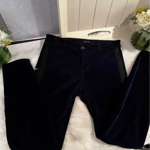 NEW J Brand Navy Velvet Tuxedo Stripe Katharine Ankle Skinny Jeans 27 NWOT