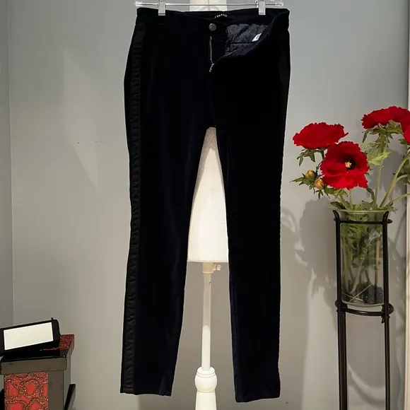NEW J Brand Navy Velvet Tuxedo Stripe Katharine Ankle Skinny Jeans 27 NWOT