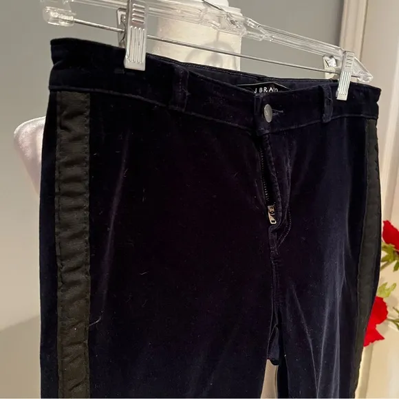 NEW J Brand Navy Velvet Tuxedo Stripe Katharine Ankle Skinny Jeans 27 NWOT
