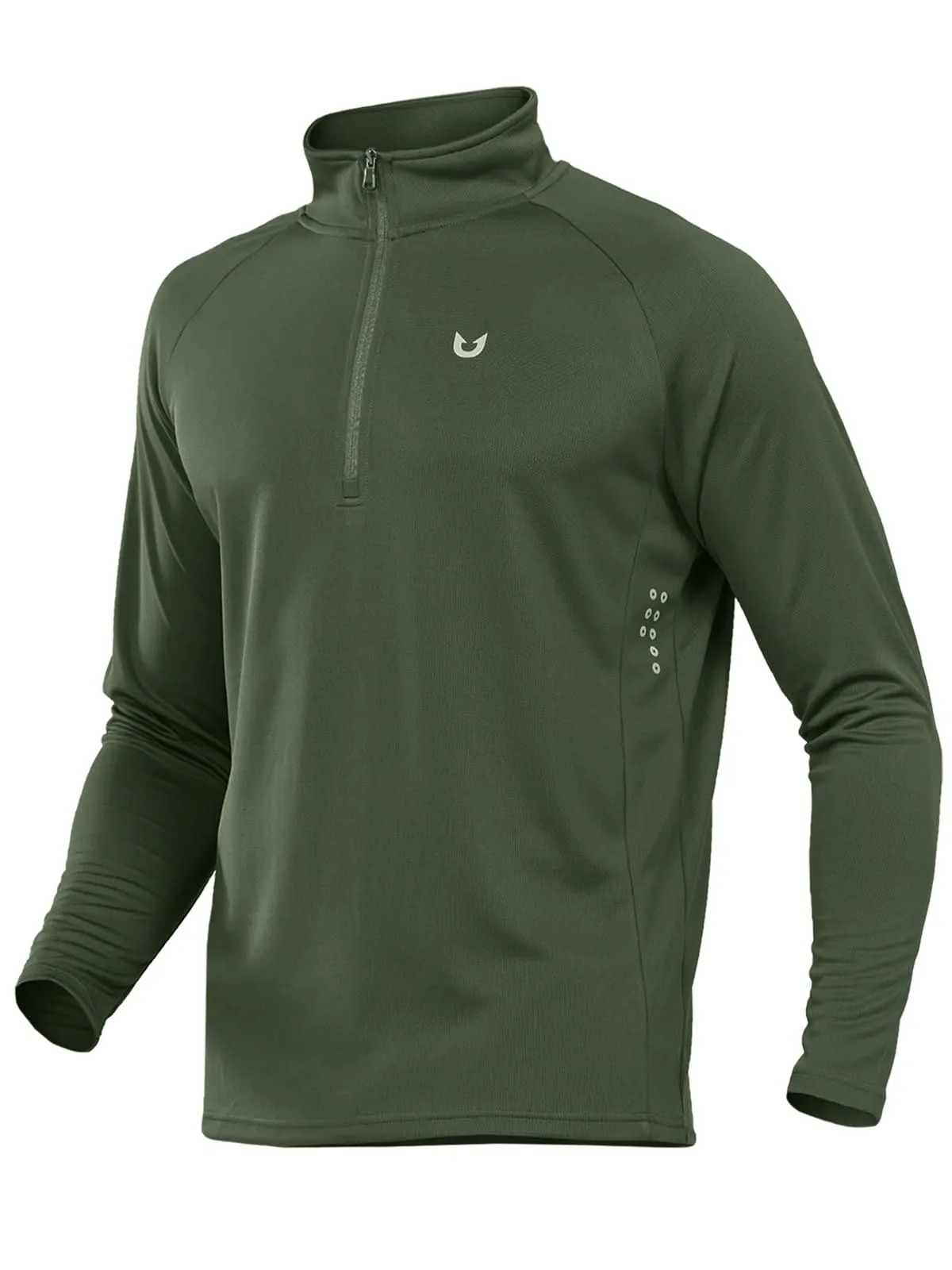 NORTHYARD Men's Running Shirt Long Sleeve Quarter Zip Pullover Moisture Wicking Quick Dry Athletic Workout Shirts ArmyGreen