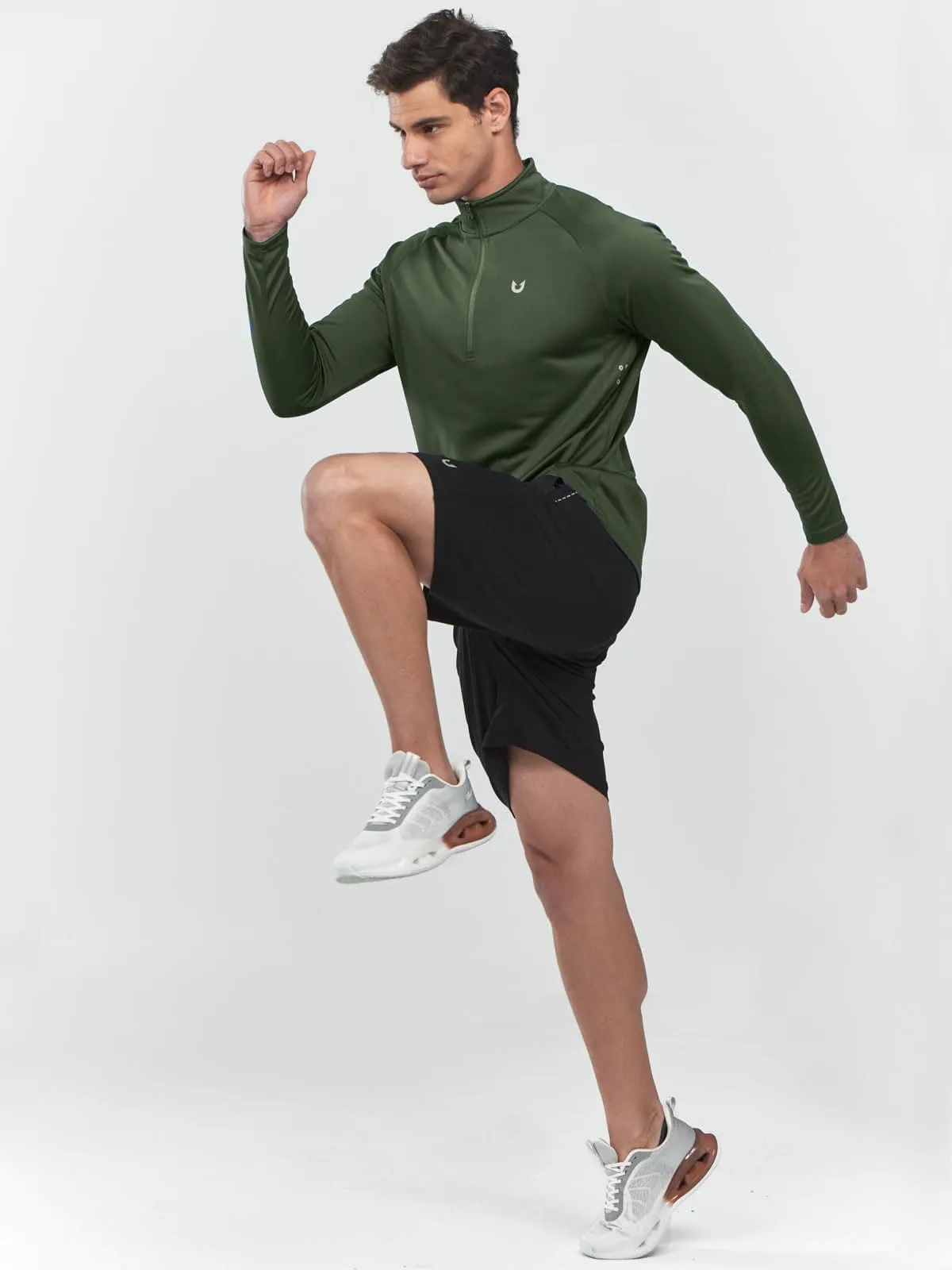 NORTHYARD Men's Running Shirt Long Sleeve Quarter Zip Pullover Moisture Wicking Quick Dry Athletic Workout Shirts ArmyGreen