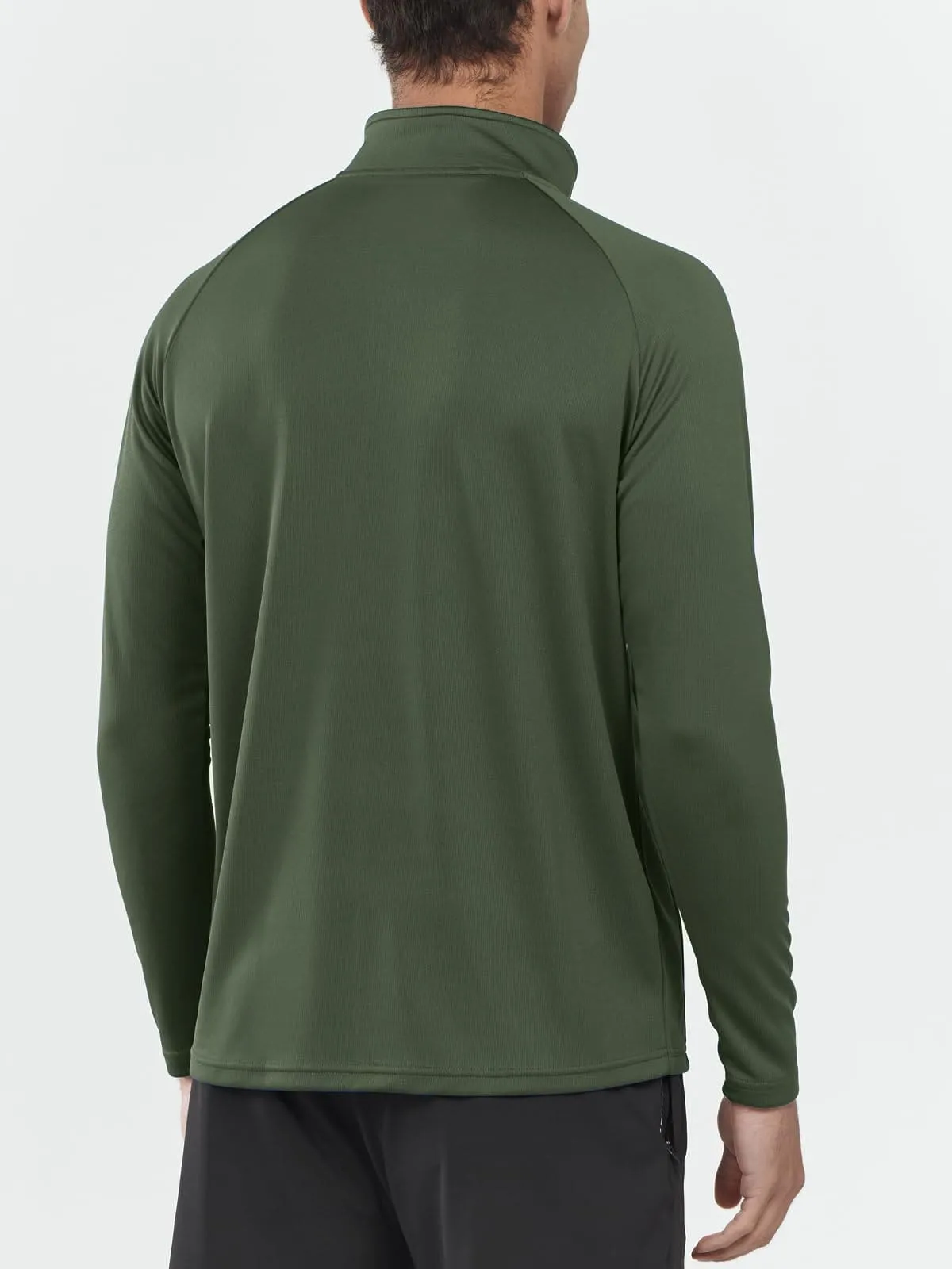 NORTHYARD Men's Running Shirt Long Sleeve Quarter Zip Pullover Moisture Wicking Quick Dry Athletic Workout Shirts ArmyGreen