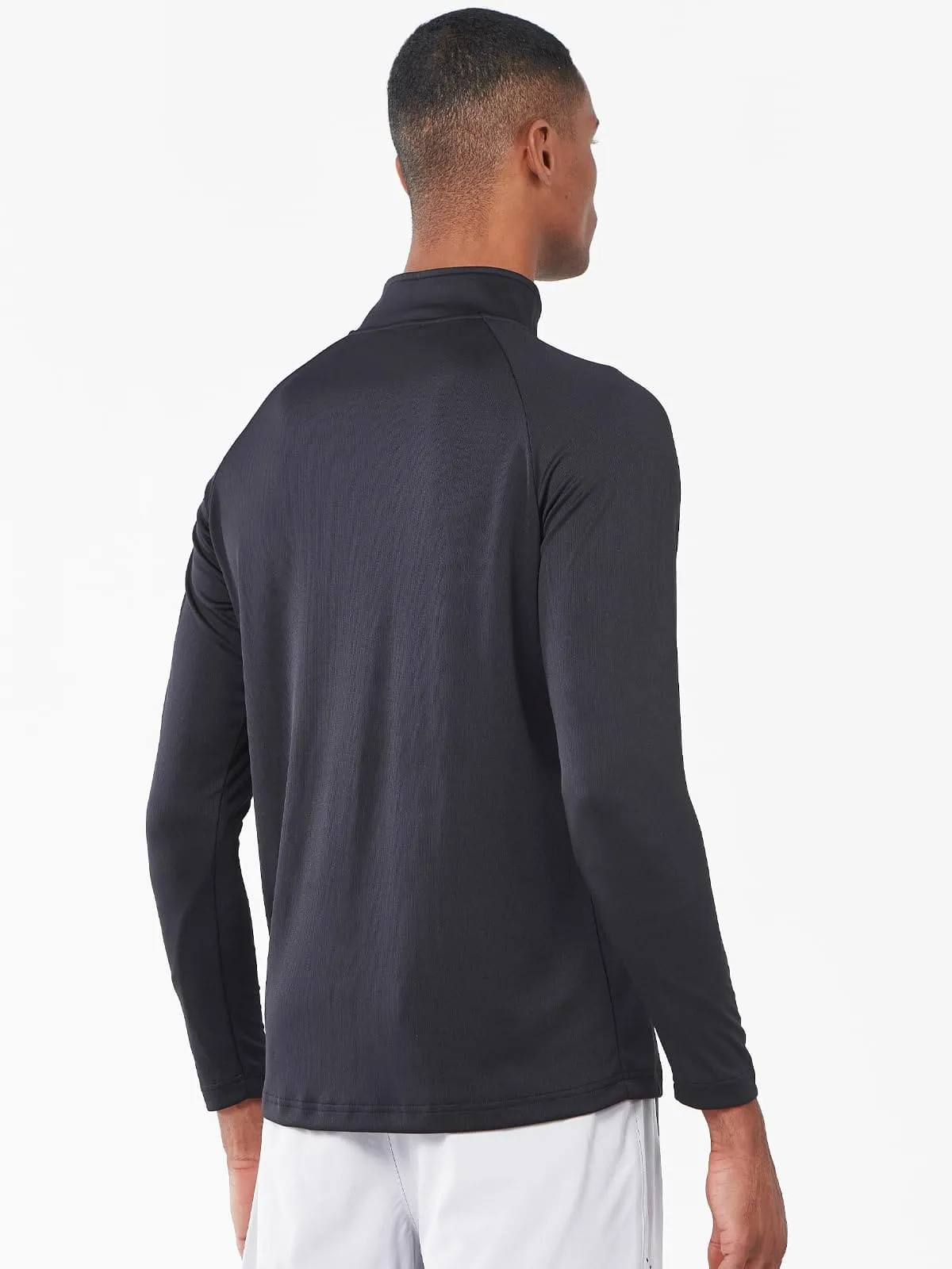 NORTHYARD Men's Running Shirt Long Sleeve Quarter Zip Pullover Moisture Wicking Quick Dry Athletic Workout Shirts Black