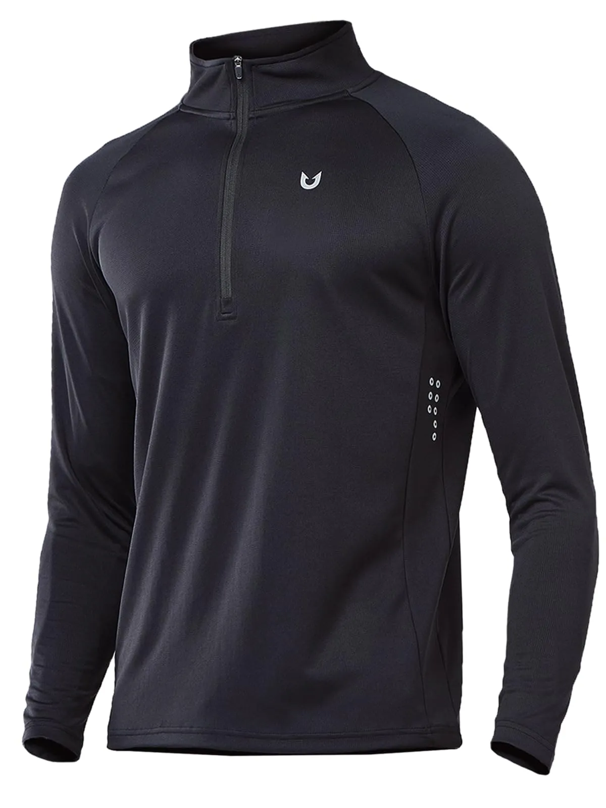 NORTHYARD Men's Running Shirt Long Sleeve Quarter Zip Pullover Moisture Wicking Quick Dry Athletic Workout Shirts Black