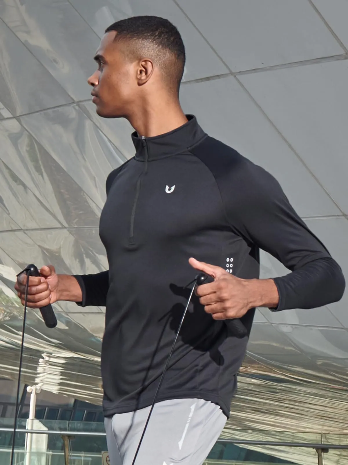 NORTHYARD Men's Running Shirt Long Sleeve Quarter Zip Pullover Moisture Wicking Quick Dry Athletic Workout Shirts Black