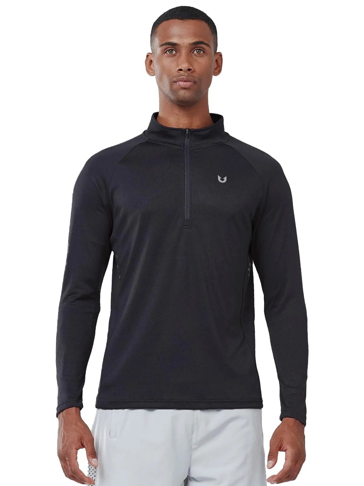 NORTHYARD Men's Running Shirt Long Sleeve Quarter Zip Pullover Moisture Wicking Quick Dry Athletic Workout Shirts Black