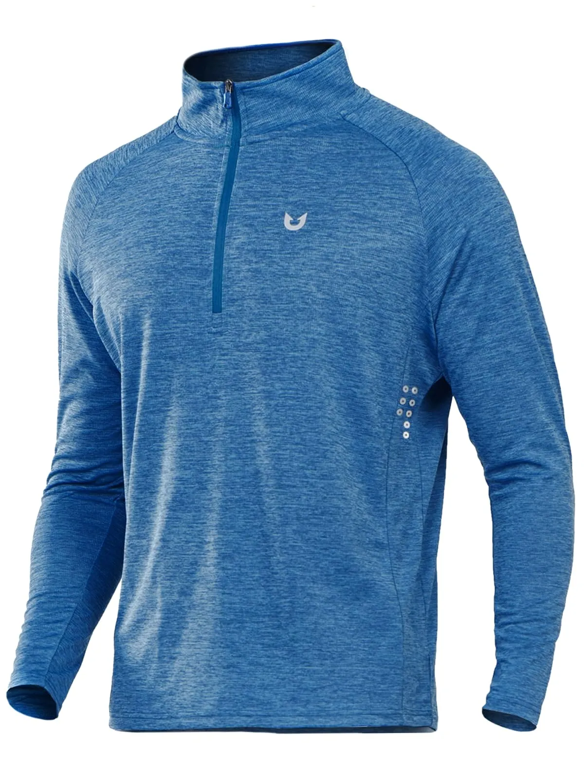 NORTHYARD Men's Running Shirt Long Sleeve Quarter Zip Pullover Moisture Wicking Quick Dry Athletic Workout Shirts BLUEHEATHER