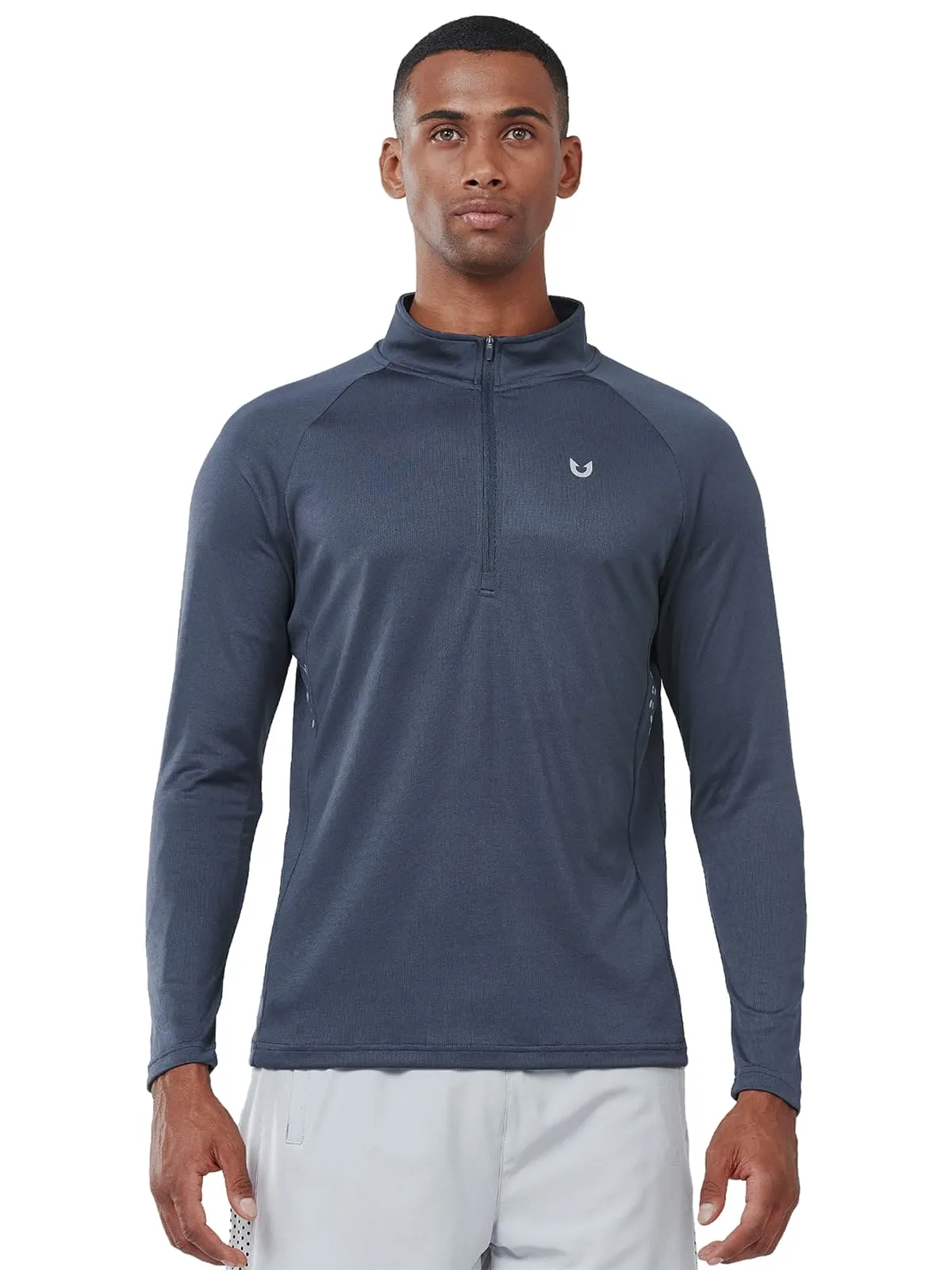 NORTHYARD Men's Running Shirt Long Sleeve Quarter Zip Pullover Moisture Wicking Quick Dry Athletic Workout Shirts COOLGREY