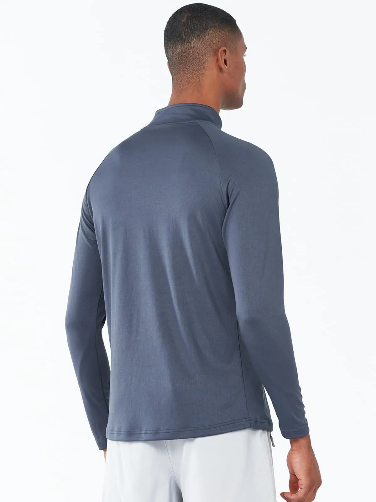 NORTHYARD Men's Running Shirt Long Sleeve Quarter Zip Pullover Moisture Wicking Quick Dry Athletic Workout Shirts COOLGREY
