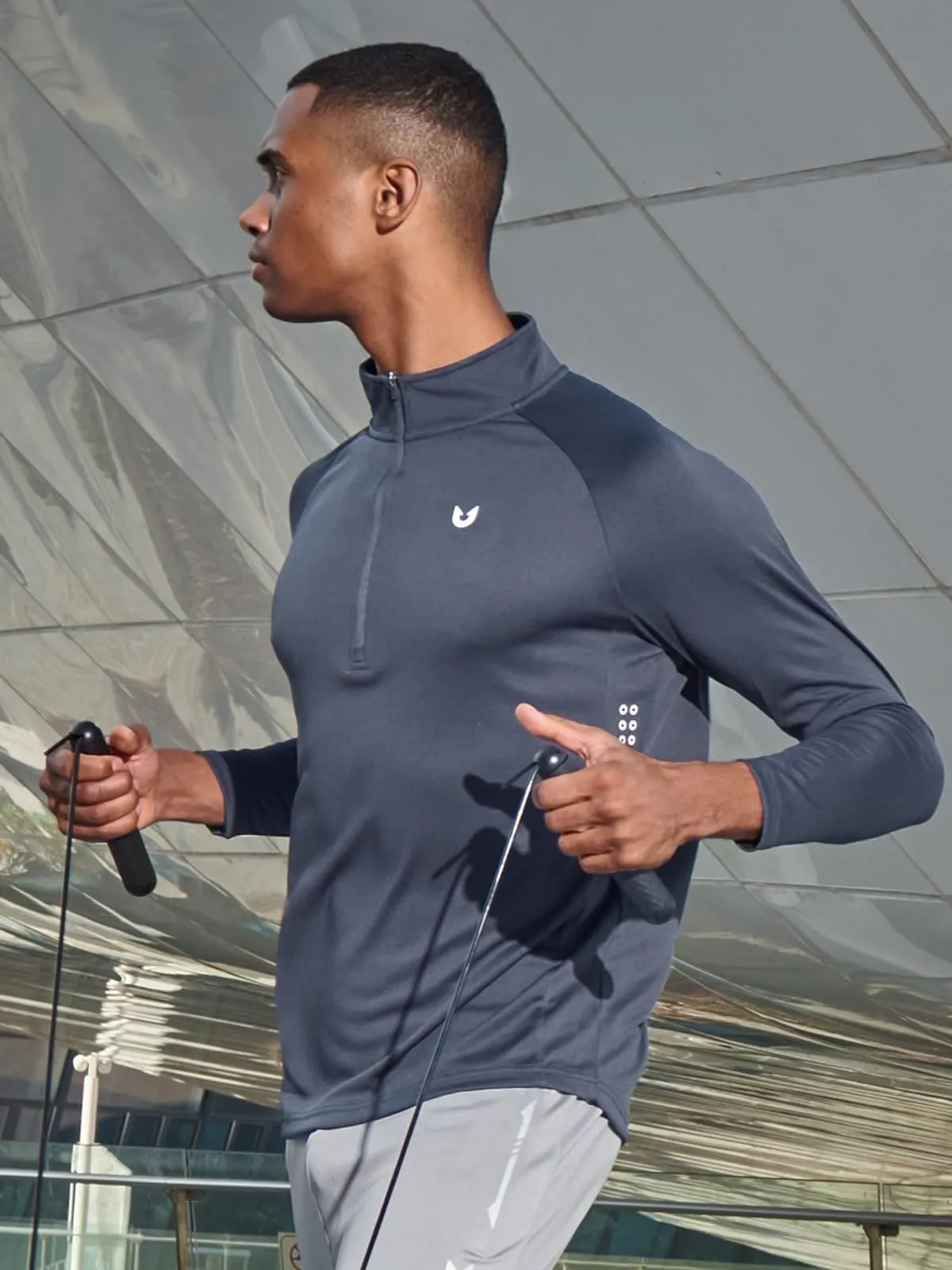 NORTHYARD Men's Running Shirt Long Sleeve Quarter Zip Pullover Moisture Wicking Quick Dry Athletic Workout Shirts COOLGREY