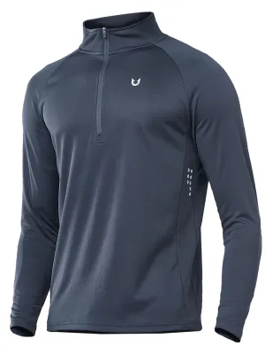NORTHYARD Men's Running Shirt Long Sleeve Quarter Zip Pullover Moisture Wicking Quick Dry Athletic Workout Shirts COOLGREY