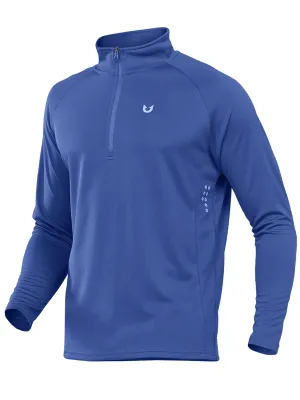 NORTHYARD Men's Running Shirt Long Sleeve Quarter Zip Pullover Moisture Wicking Quick Dry Athletic Workout Shirts Darkblue