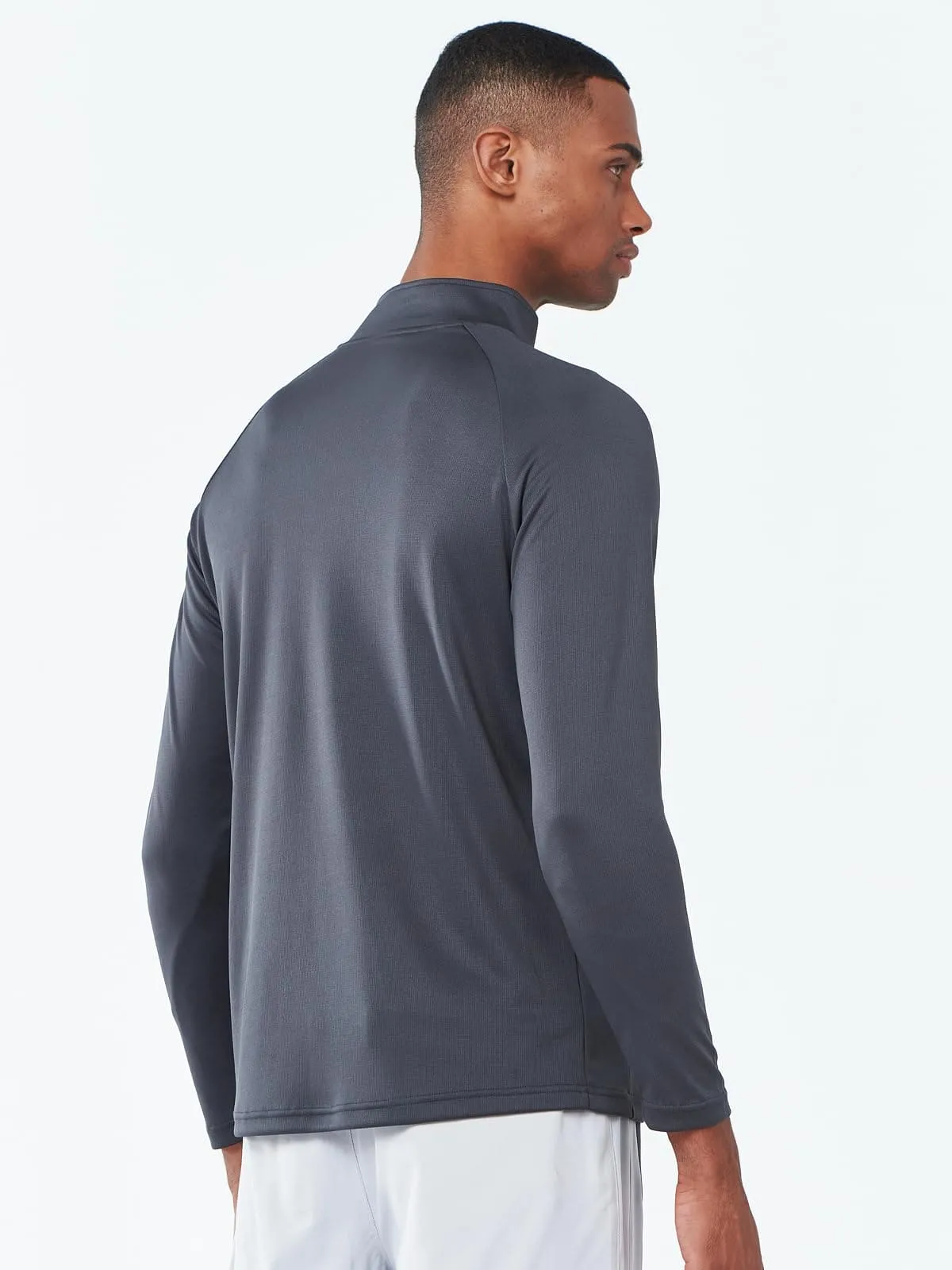 NORTHYARD Men's Running Shirt Long Sleeve Quarter Zip Pullover Moisture Wicking Quick Dry Athletic Workout Shirts Darkgrey