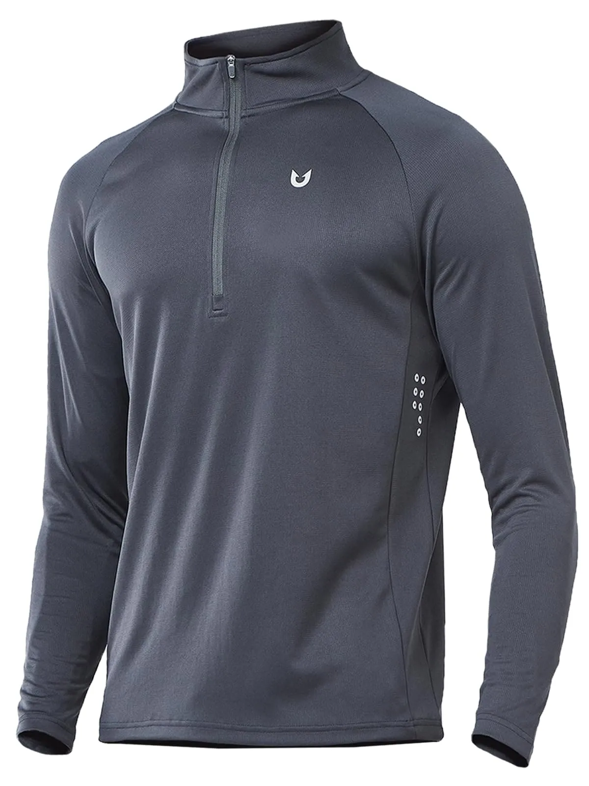NORTHYARD Men's Running Shirt Long Sleeve Quarter Zip Pullover Moisture Wicking Quick Dry Athletic Workout Shirts Darkgrey