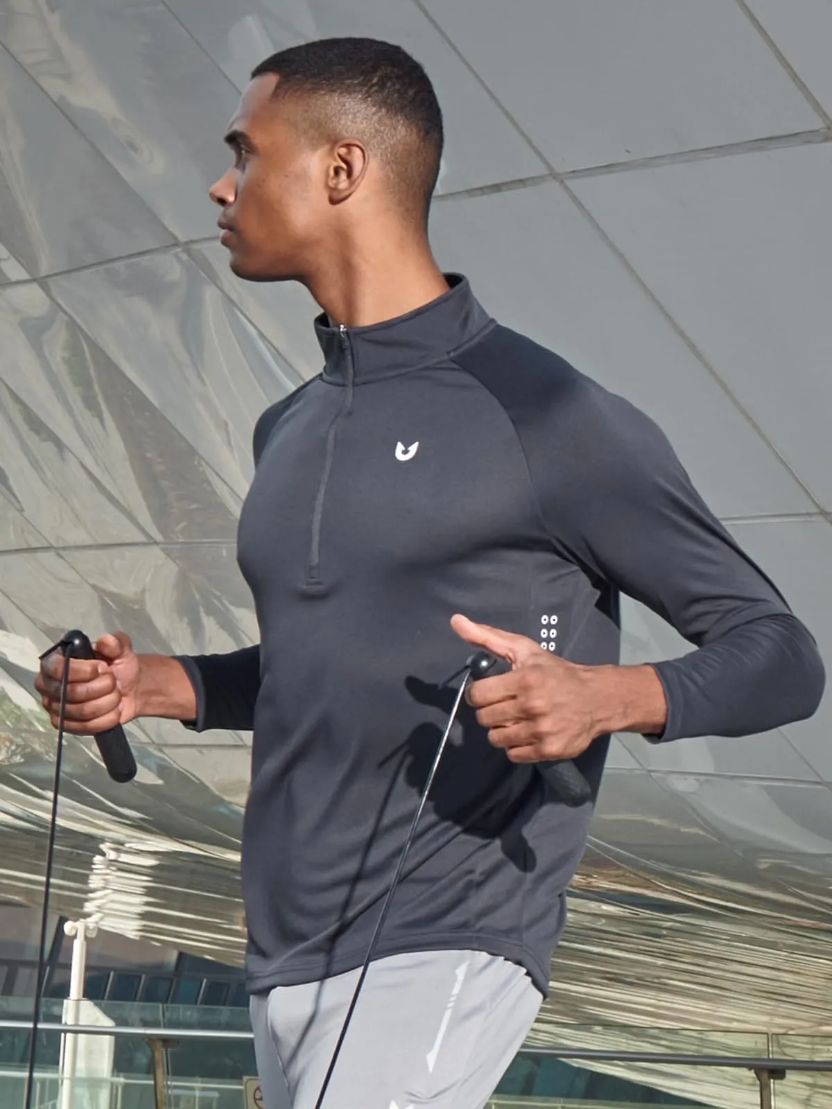 NORTHYARD Men's Running Shirt Long Sleeve Quarter Zip Pullover Moisture Wicking Quick Dry Athletic Workout Shirts Darkgrey