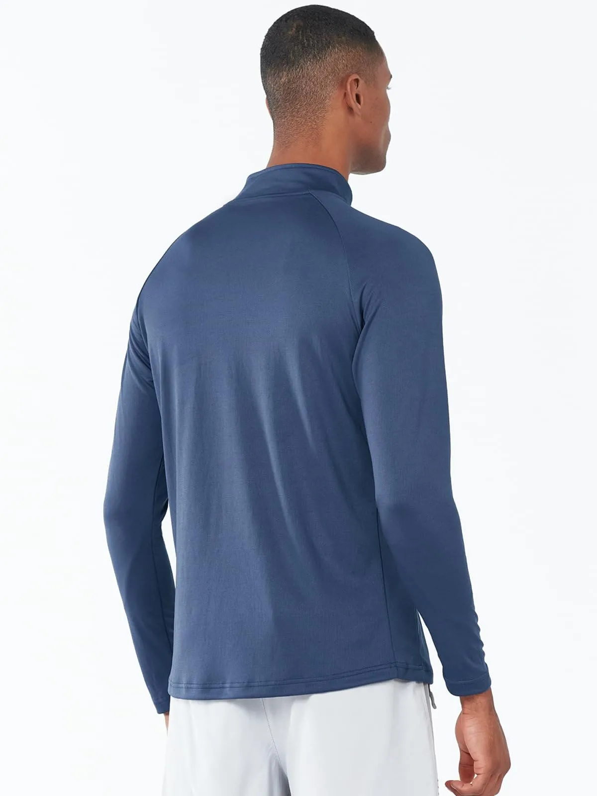 NORTHYARD Men's Running Shirt Long Sleeve Quarter Zip Pullover Moisture Wicking Quick Dry Athletic Workout Shirts FEDERALBLUE