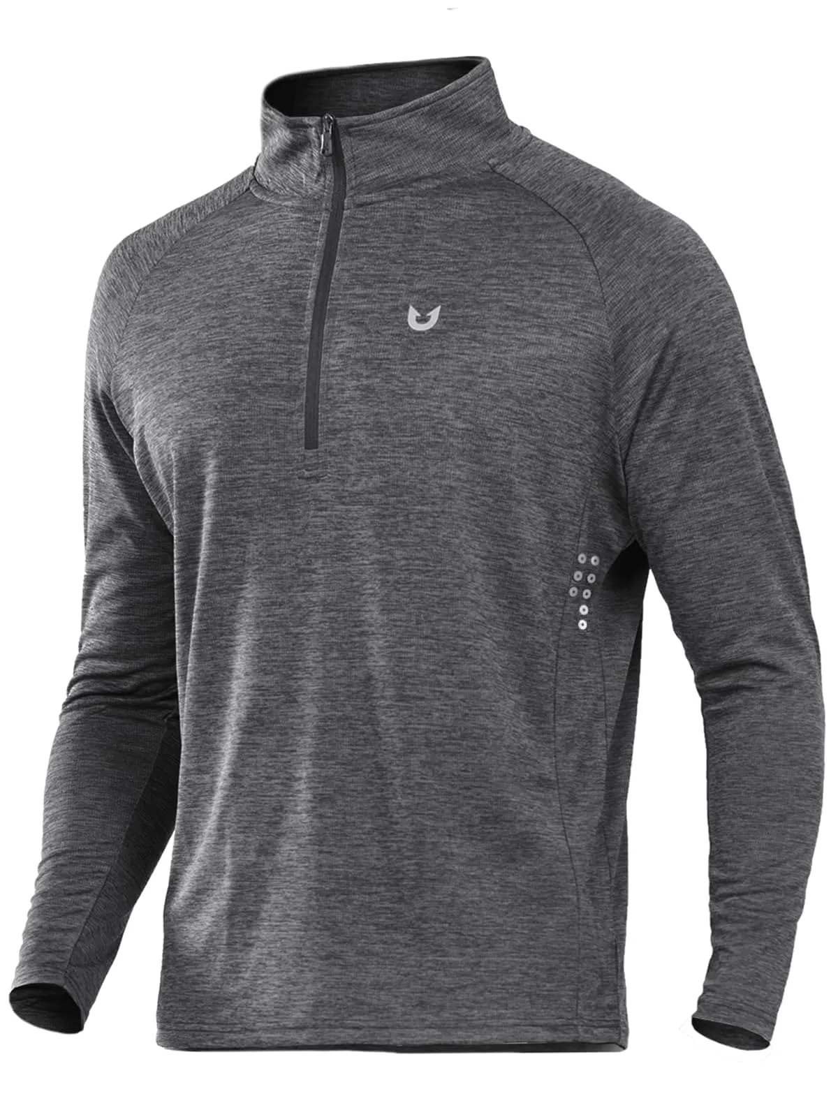 NORTHYARD Men's Running Shirt Long Sleeve Quarter Zip Pullover Moisture Wicking Quick Dry Athletic Workout Shirts GREYHEATHER