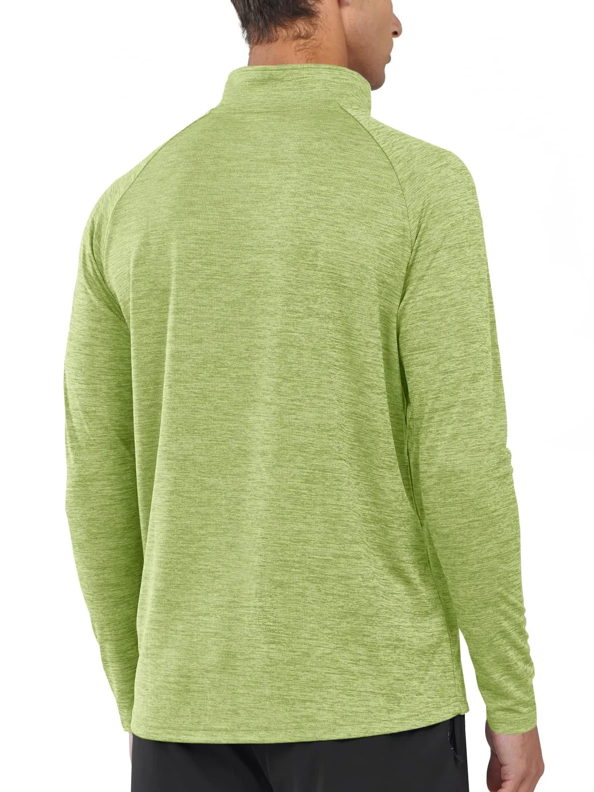NORTHYARD Men's Running Shirt Long Sleeve Quarter Zip Pullover Moisture Wicking Quick Dry Athletic Workout Shirts LIGHTGREENHEATHER