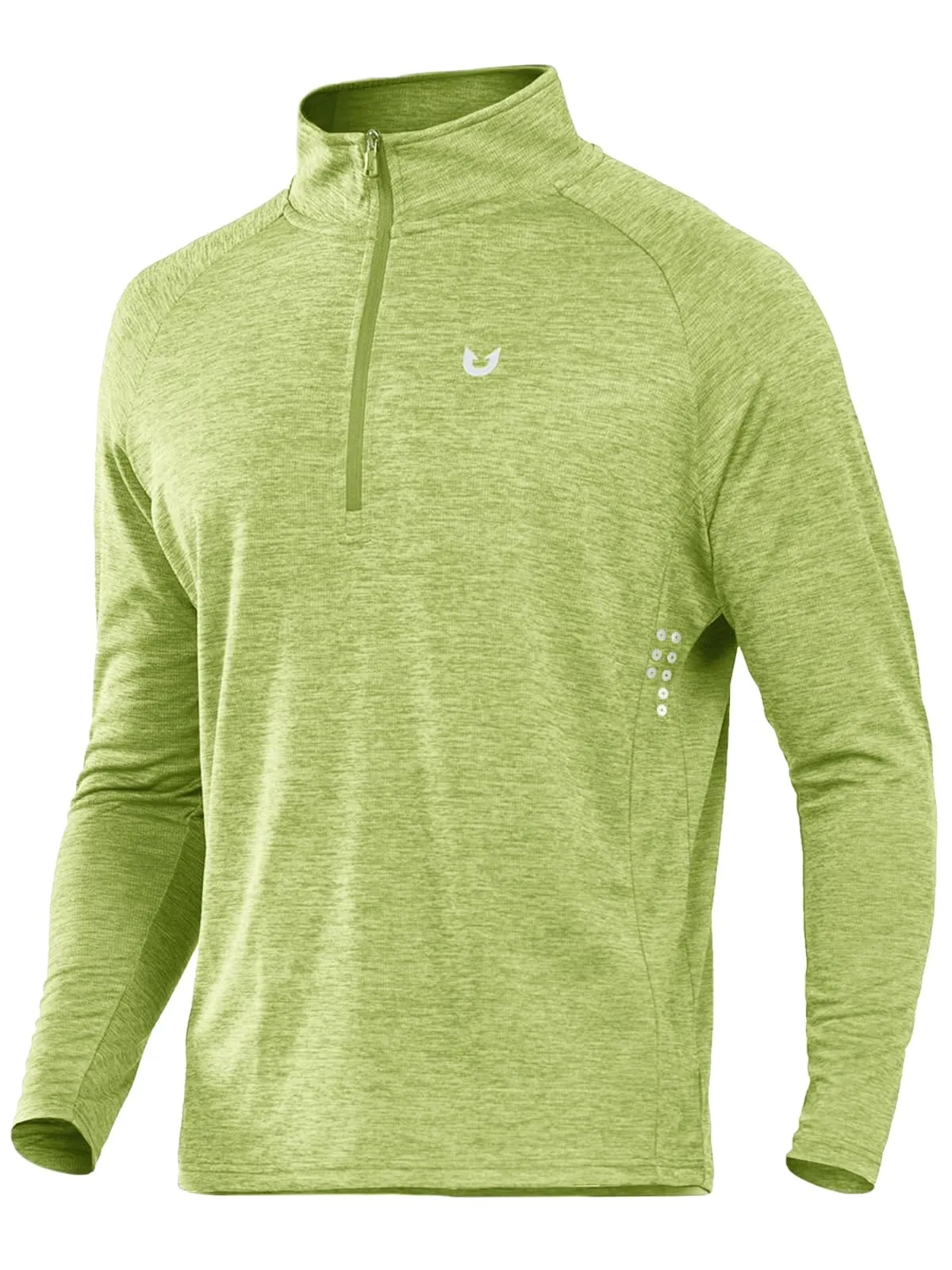 NORTHYARD Men's Running Shirt Long Sleeve Quarter Zip Pullover Moisture Wicking Quick Dry Athletic Workout Shirts LIGHTGREENHEATHER