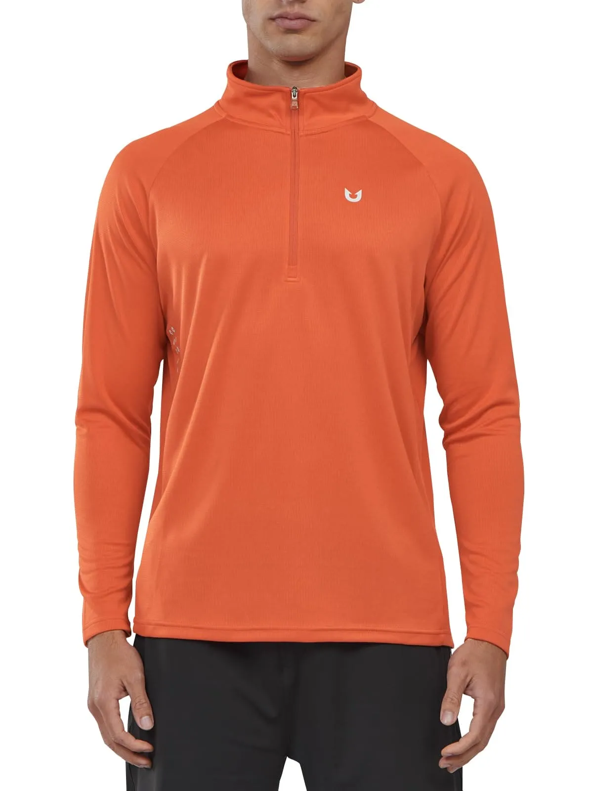 NORTHYARD Men's Running Shirt Long Sleeve Quarter Zip Pullover Moisture Wicking Quick Dry Athletic Workout Shirts Orange