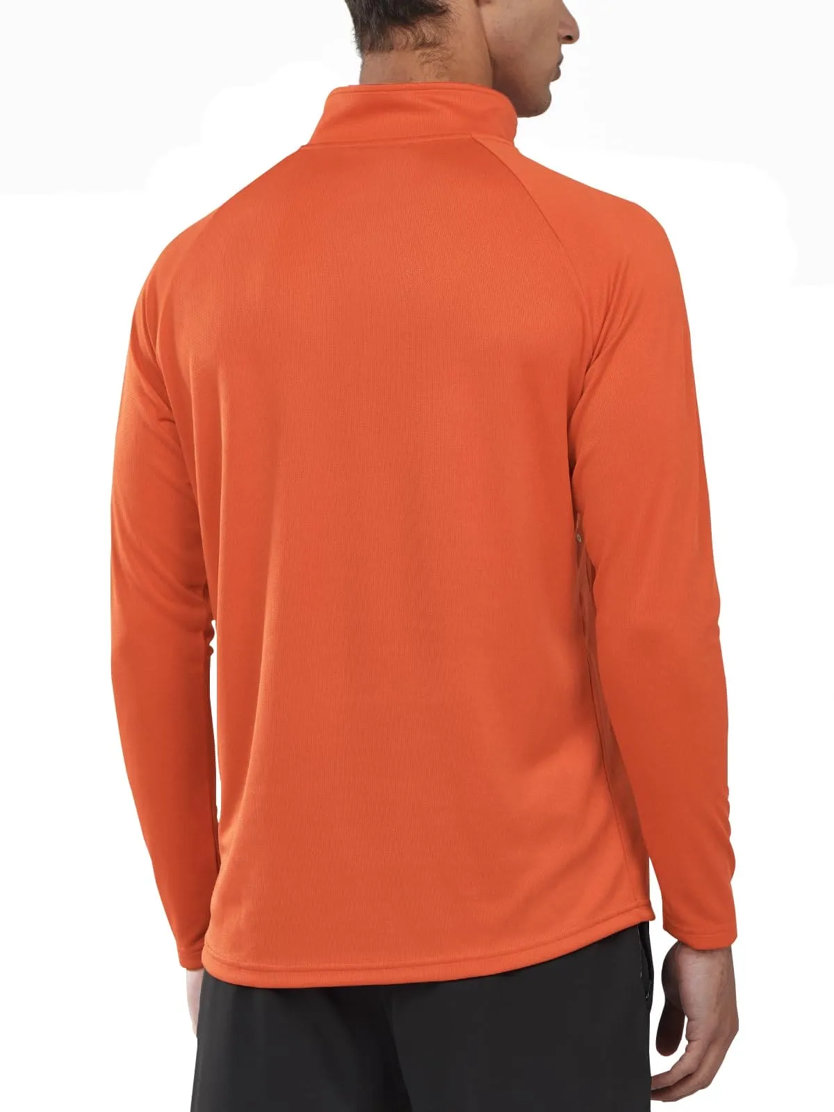 NORTHYARD Men's Running Shirt Long Sleeve Quarter Zip Pullover Moisture Wicking Quick Dry Athletic Workout Shirts Orange