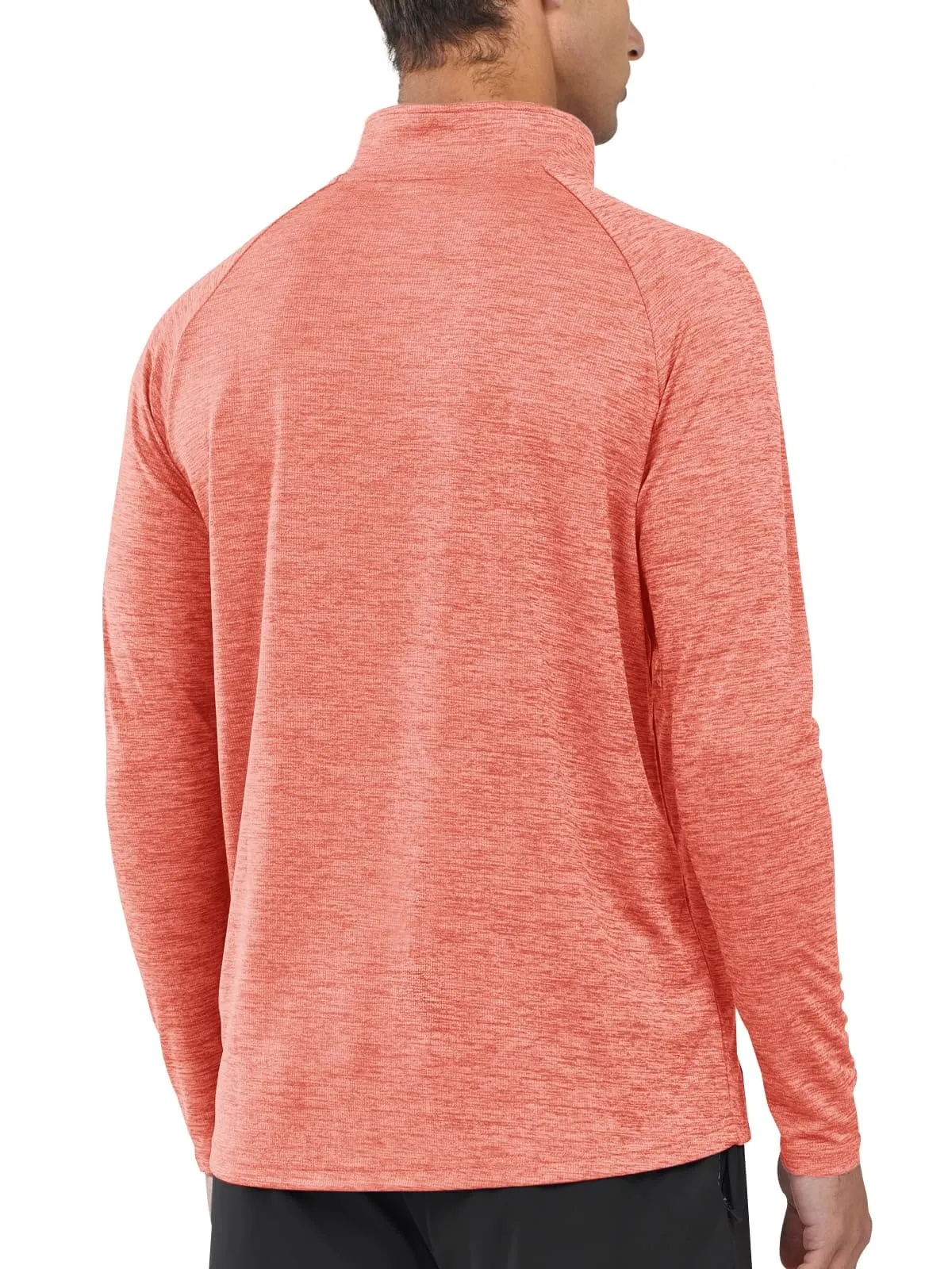 NORTHYARD Men's Running Shirt Long Sleeve Quarter Zip Pullover Moisture Wicking Quick Dry Athletic Workout Shirts REDHEATHER