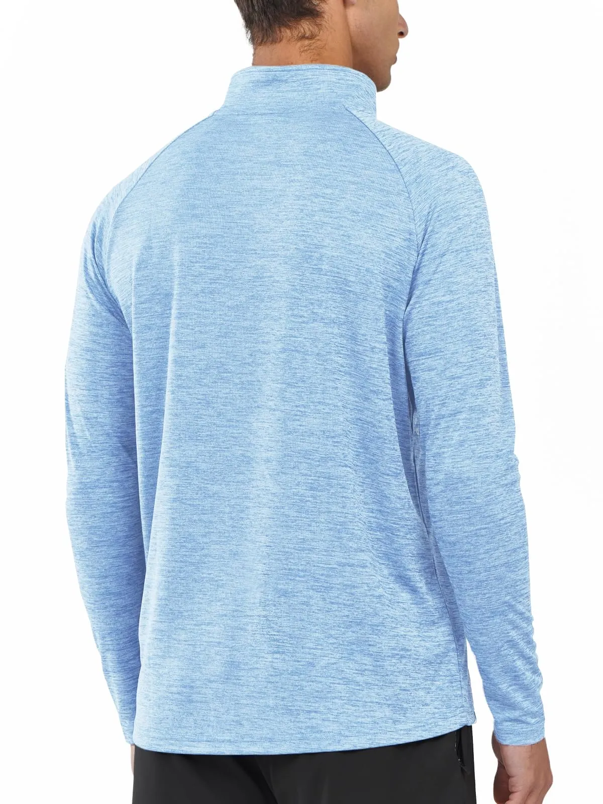 NORTHYARD Men's Running Shirt Long Sleeve Quarter Zip Pullover Moisture Wicking Quick Dry Athletic Workout Shirts SKYHEATHER