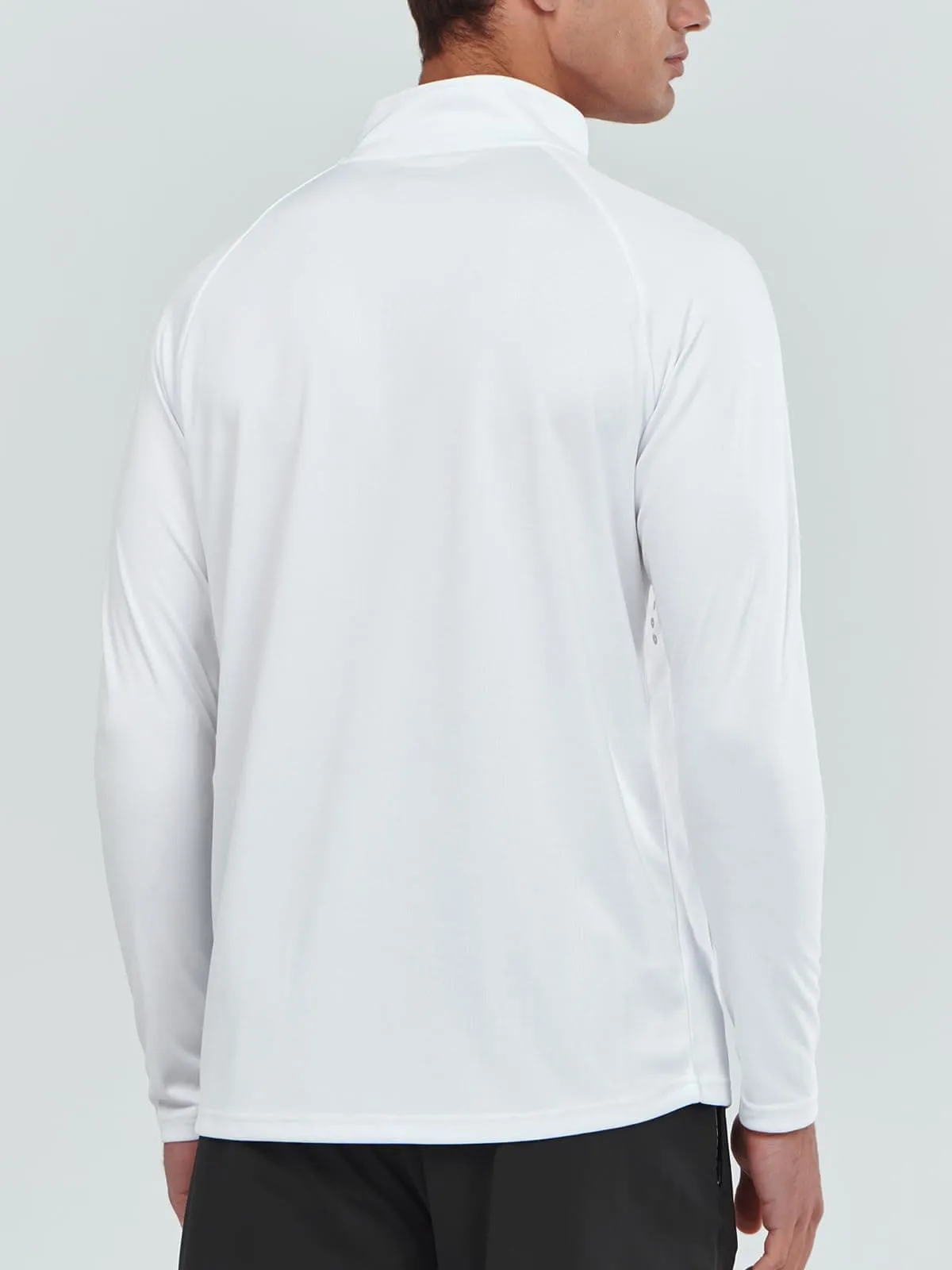 NORTHYARD Men's Running Shirt Long Sleeve Quarter Zip Pullover Moisture Wicking Quick Dry Athletic Workout Shirts WHITE